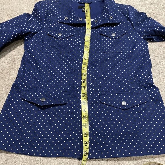 Talbots Snap Front Utility Field Jacket Women's Small Navy Polka Dot Stretch - Picture 6 of 11